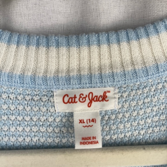 Oversize blue and white knit vest - Picture 3 of 3